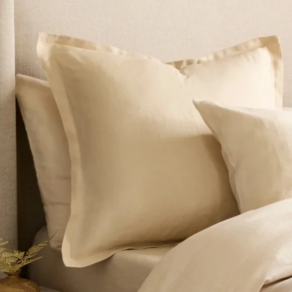 NWOT QUINCE Set Of 2 European Linen Euro Shams Oat 5070 - Picture 4 of 9